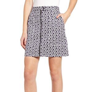 Rebecca Minkoff Marigold Printed Mini Skirt Front Zip Blue & White